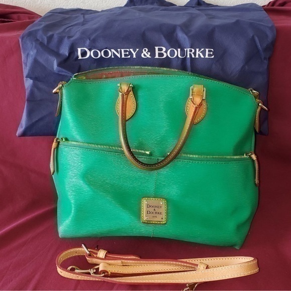 Dooney & Bourke Handbags - Dooney & Bourke green satchel crossbody purse. saffiano leather